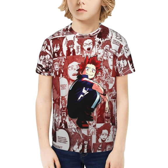 My Hero Academia Eijiro Kirishima Kids T-Shirt 3d Printed Graphic T-Shirts Boys And Girls Short Sleeve Shirts For Youth Kids X-Small