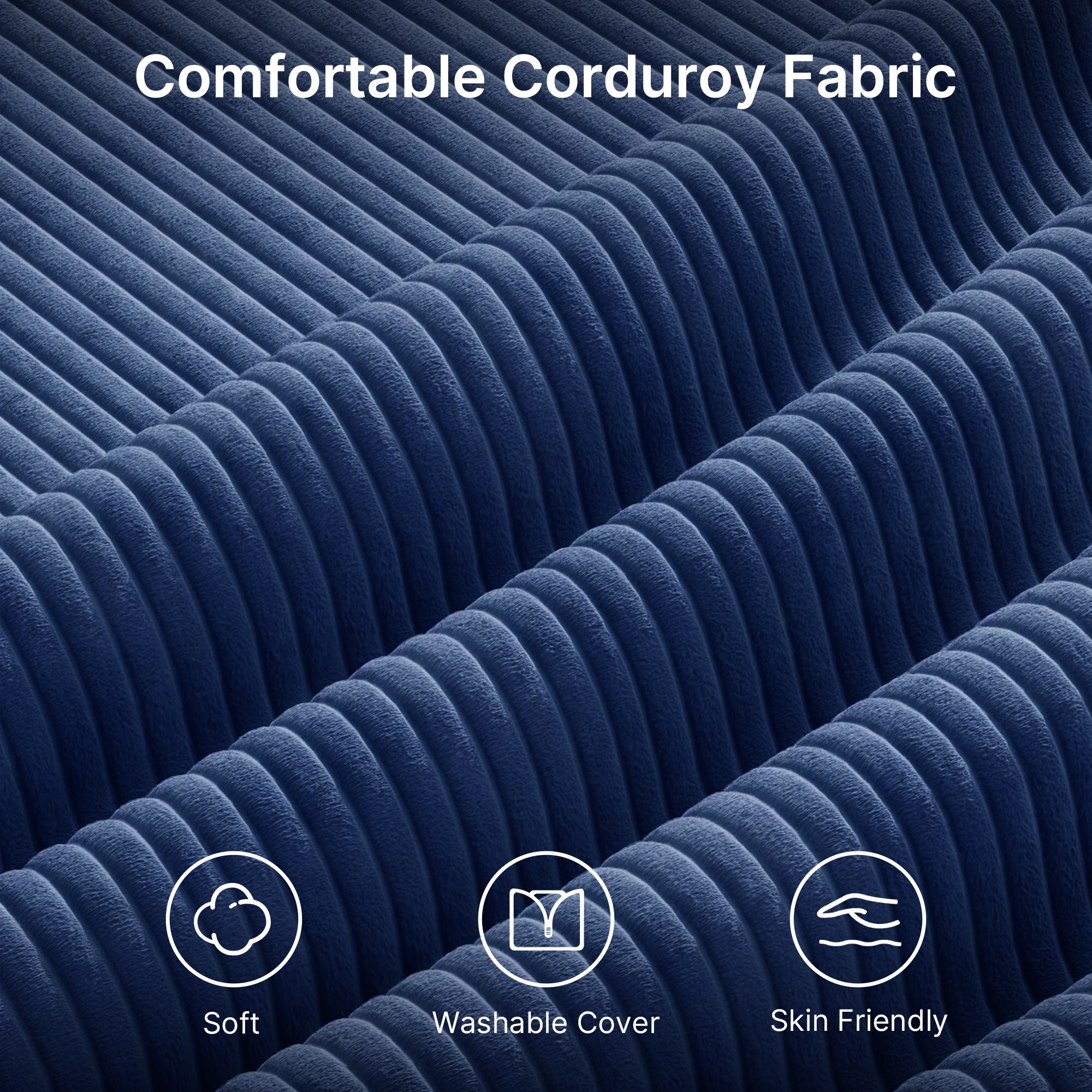 110" Sectional Sofa With Washable Cover, Comfy 3 Seater L-Shaped Corduroy Fabric Couch with Reversible Ottoman & Deep Seat for Apartment,Blue
