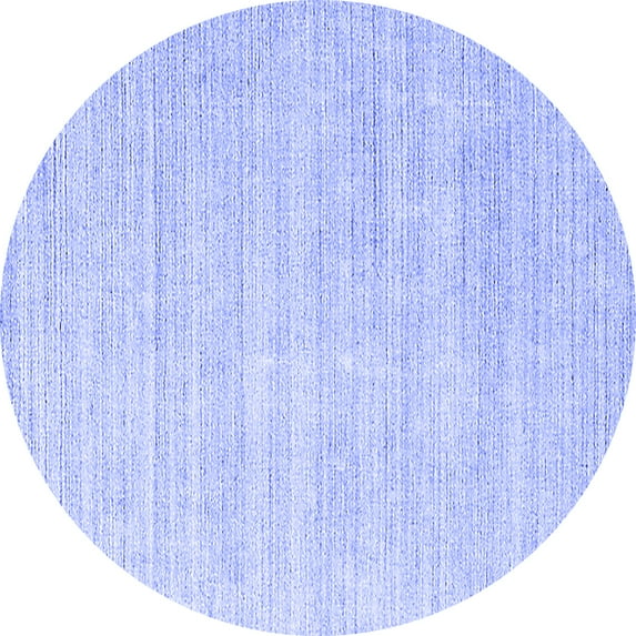 Ahgly Company Machine Washable Indoor Round Solid Blue Modern Area Rugs, 4' Round