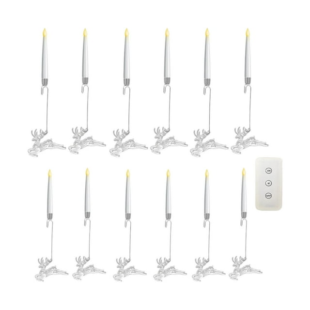 Siruishop 12 Pieces Christmas Tree Candles LED Short Taper Candles for Wedding Bedroom Elk