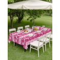 thumbnail image 3 of Outdoor Tablecloth with Umbrella Hole and Zipper, Pink Xmas Reindeer Rectangle Table Cloth 60x84 Inch Waterproof Tablecloth, Christmas Snowflakes Stripes Winter Picnic Table Cover for Patio Camping, 3 of 7