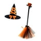 thumbnail image 5 of Escoba de bruja de Halloween, sombrero de bruja, sombrero puntiagudo de bruja, accesorios de disfraz para niños y niñas Naranja, 5 of 7