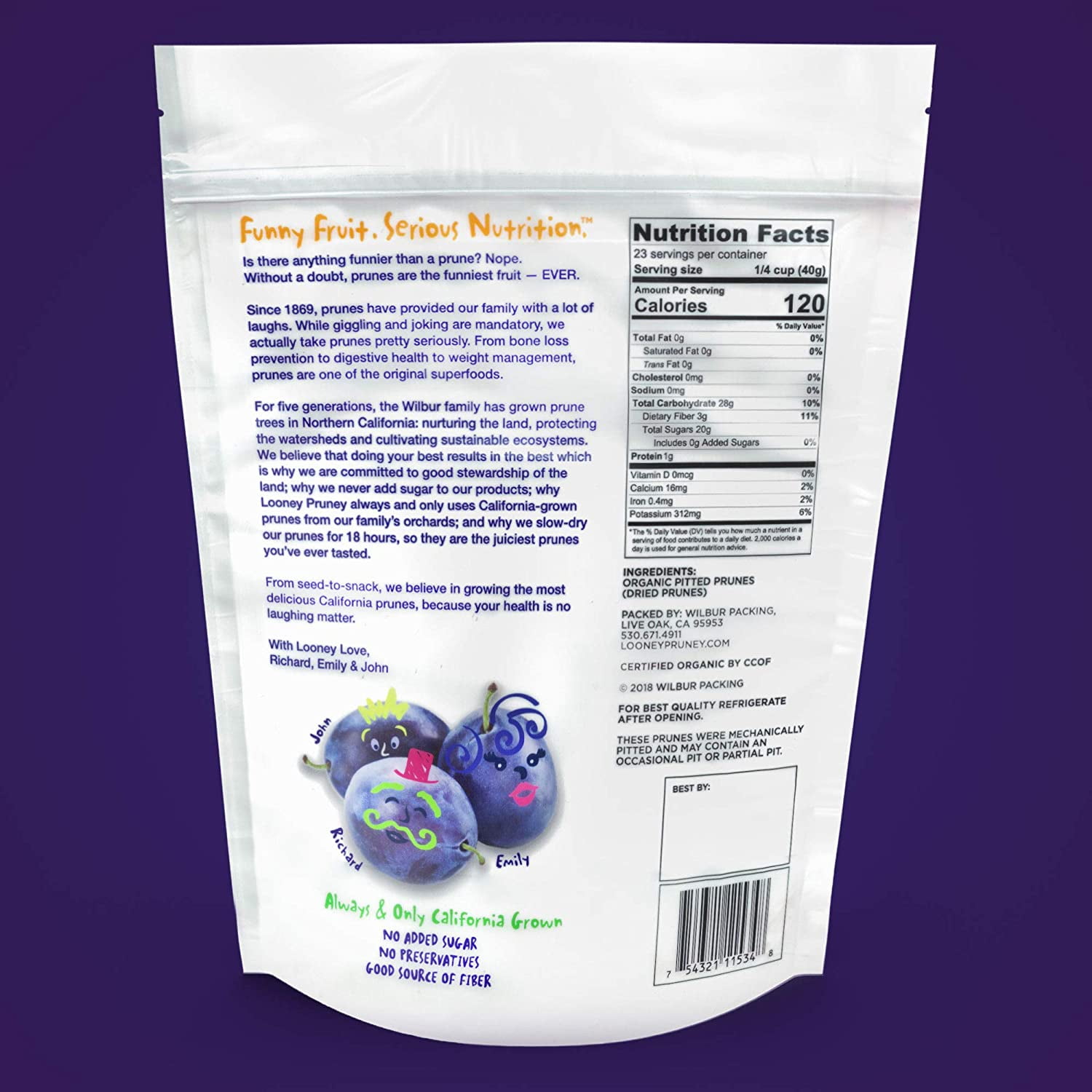 Looney Pruney Organic Pitted Dried Prunes 1-Pack (32oz Bag) for the Entire Family, Always California-Grown, Kosher, No Added Sugar & No Preservatives