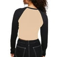 thumbnail image 4 of Liacowi Women's Crew Neck Tops Classic Long Sleeve Contrast Color Slim Fit Raglan T-Shirts Basic Blouses, 4 of 9