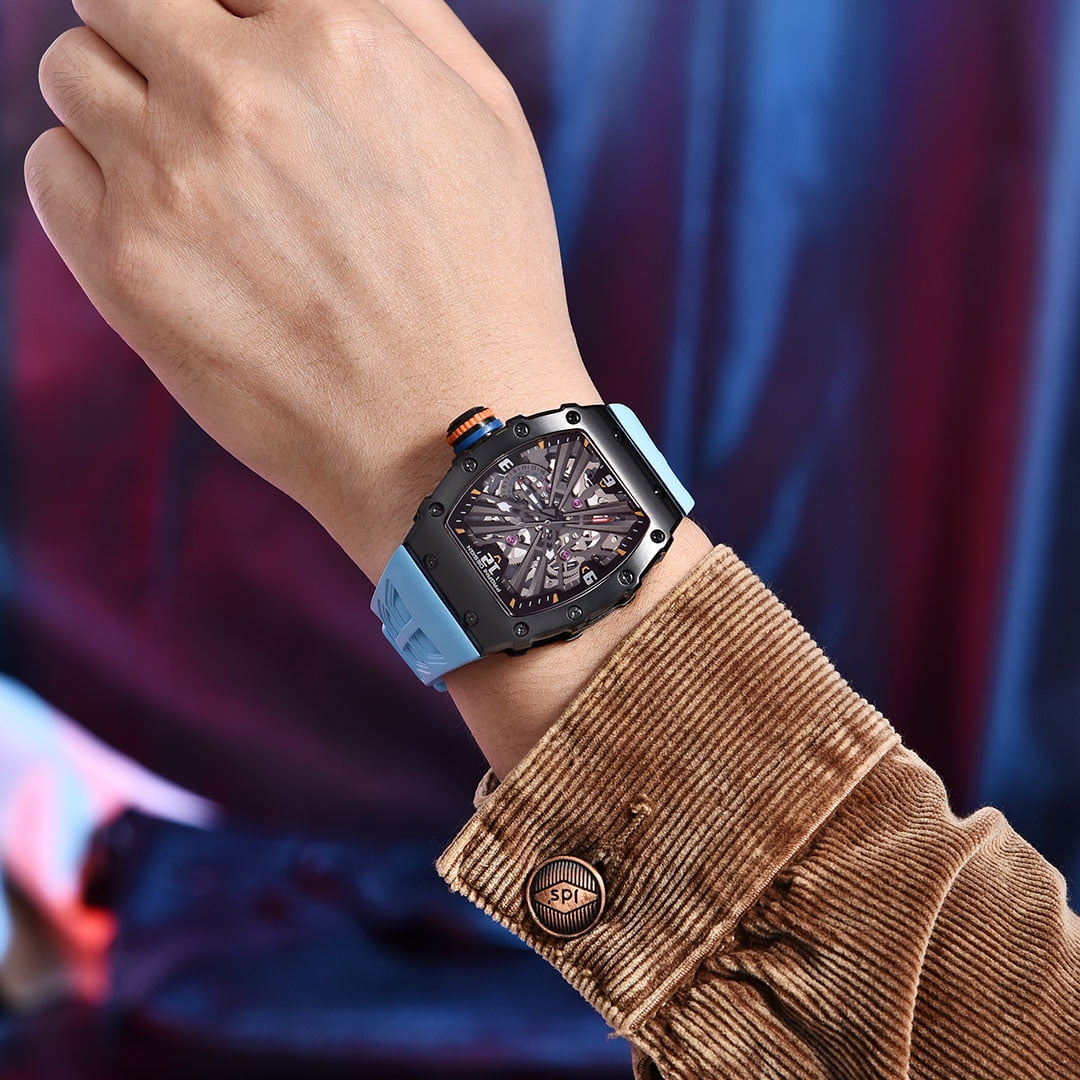 PAGANI DESIGN New Men's Quartz Watches Stainless Steel Waterproof Tonneau Wrist Watch for Men with Japan VH65 Movt, Rubber Watchband