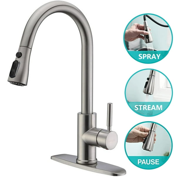 PHANCIR Kitchen Faucet with Pull Down Sprayer, High Arc Single Handle