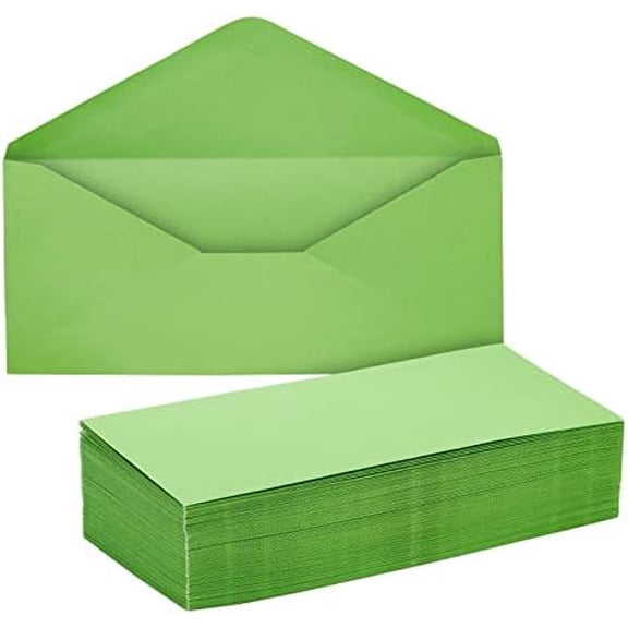 Business Envelopes - 200 Pack, #10, Green, Gummed Seal - Colored Envelopes in Letter Size for Invitations, Weddings, Greeting Cards & Business Mailing$$Office