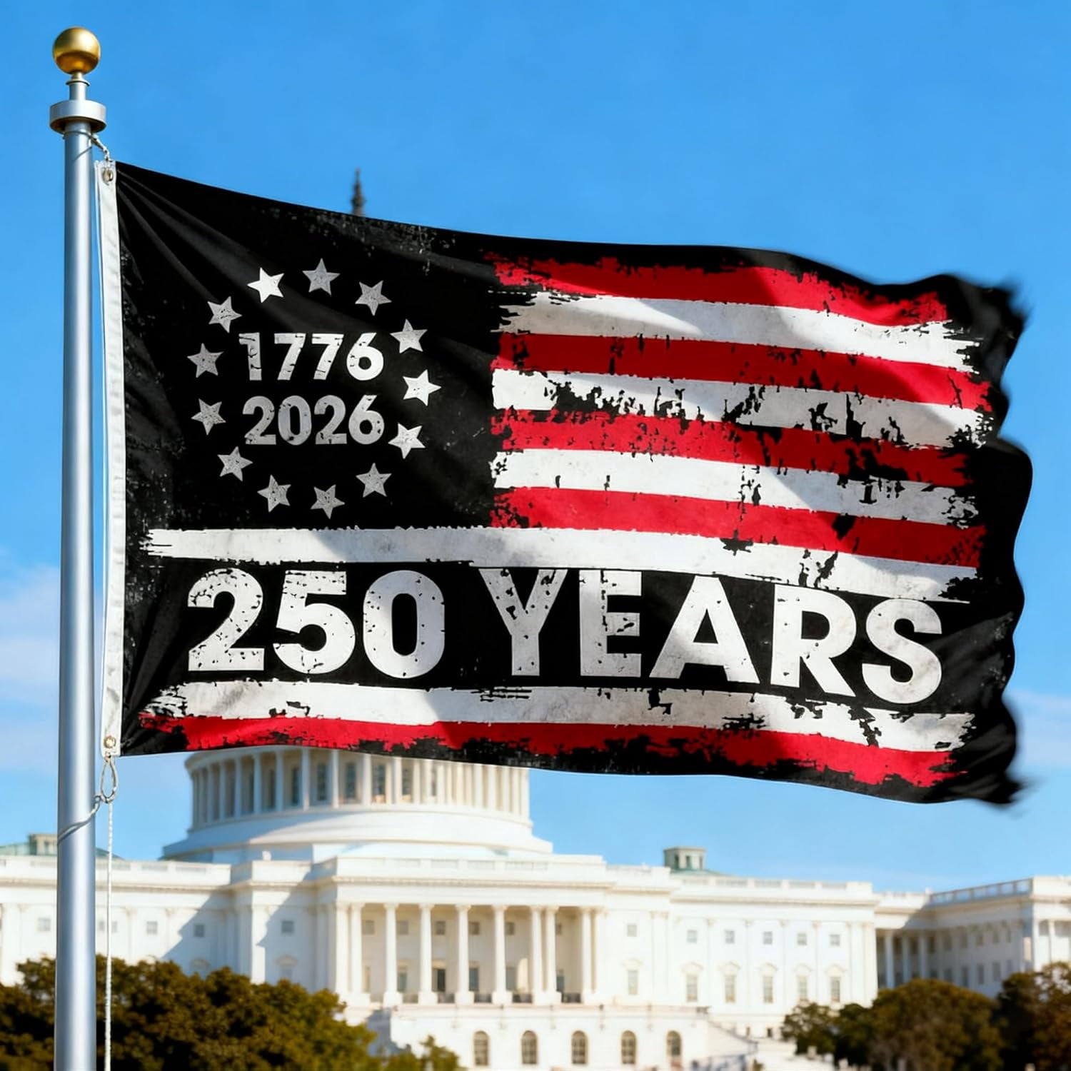 250th Anniversary Flag 3 x 5 Ft Eagle Outdoor Flag with Durable Canvas Header and Brass Grommets Decor for Outdoor Front Door Porch Wall (250 Years)