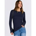 thumbnail image 6 of Luniro Women Long Sleeve T-Shirt Crewneck Rib Knit Slim Fit Shirts 2026 Casual Basic Tee Tops, 6 of 9