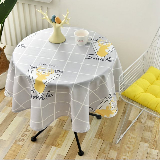Nordic Style Round Long Tablecloth Simple Waterproof Restaurant Hotel Household Round Dining Table Tablecloth Printing