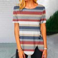 thumbnail image 1 of Fiudx Ofertas de La Semana Moda Mujer Casual Cuello Redondo Impresión Blusa Manga Corta Camiseta Verano Tops, 1 of 4