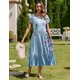 thumbnail image 4 of Vestido midi Zeagoo Aline Flowy Swing para mujer, azul Floral-2, 4 of 6