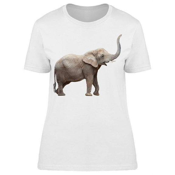 Young Elephant Lifting Trunk T-Shirt Women -Image by Shutterstock, Female XX-Large