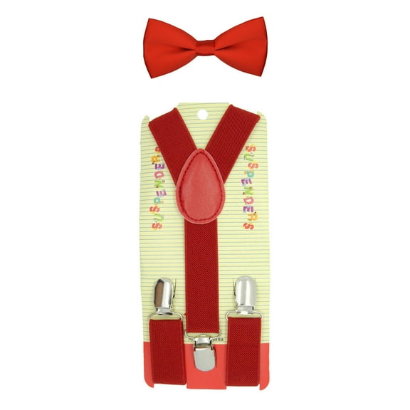 RED Toddler Kids Boys Girls Baby Suspenders and Bow Tie Matching Set Wedding