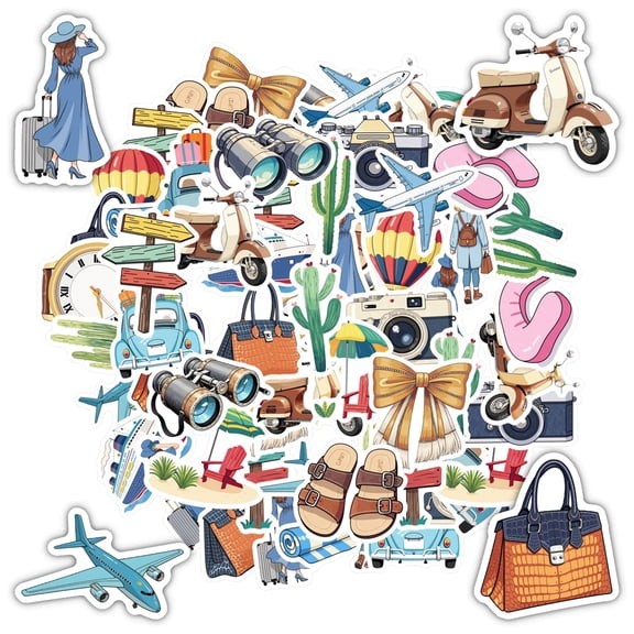 35pcs-50pcs Vintage Travel Stickers Adventure Decals Holiday Stickers for Suitcase Laptop Guitar