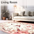 thumbnail image 2 of ODIKA 3'x5' Machine Washable Non-Slip Area Rug, Floral Pink Birds & Blooms High Traffic Rug, Ivory, 83361, 2 of 7