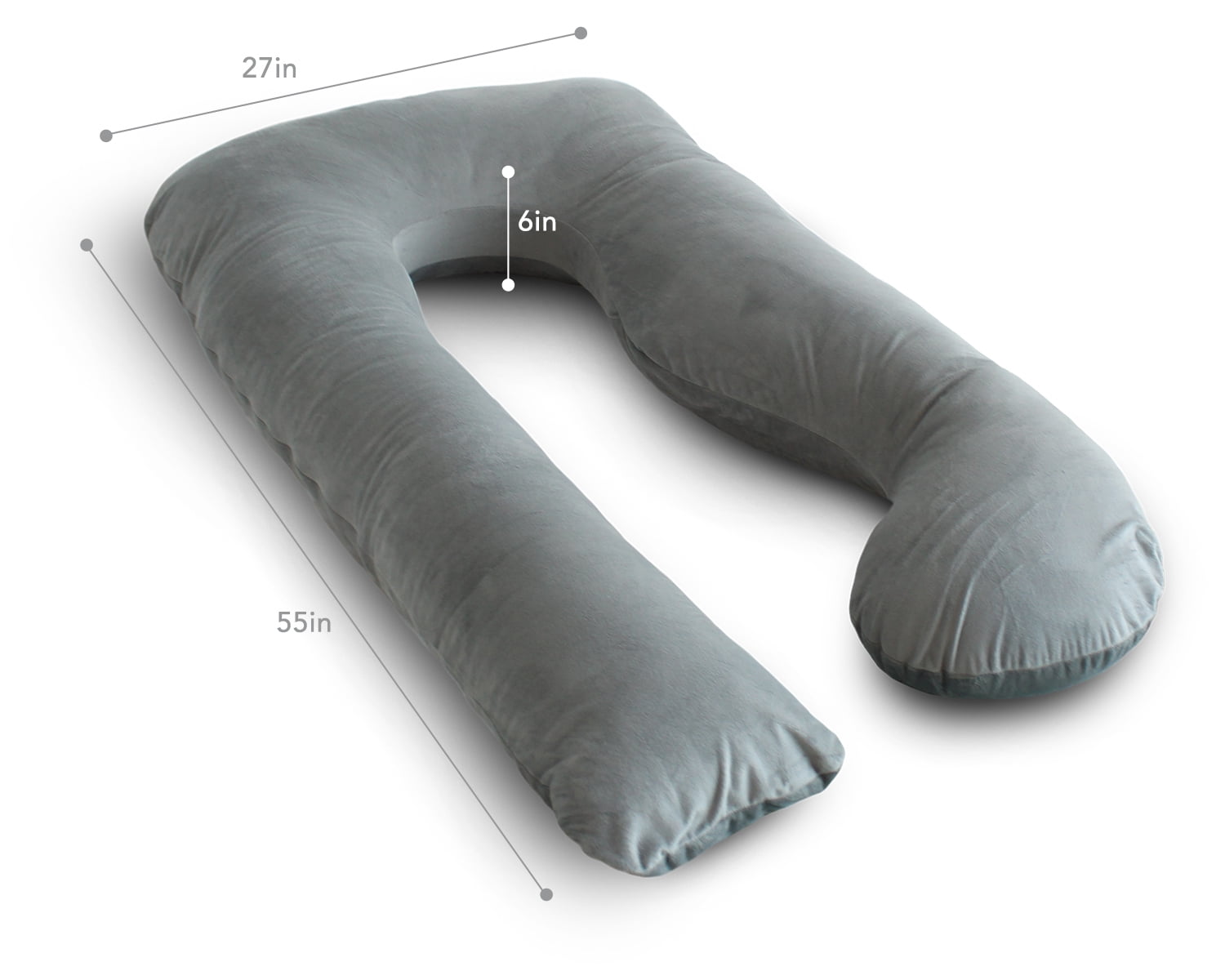 PharMeDoc Pregnancy Pillow with Velvet Cover - U Shaped Body Pillow - Full Body Maternity Pillow for Pregnant Women, 55"L x 27"W