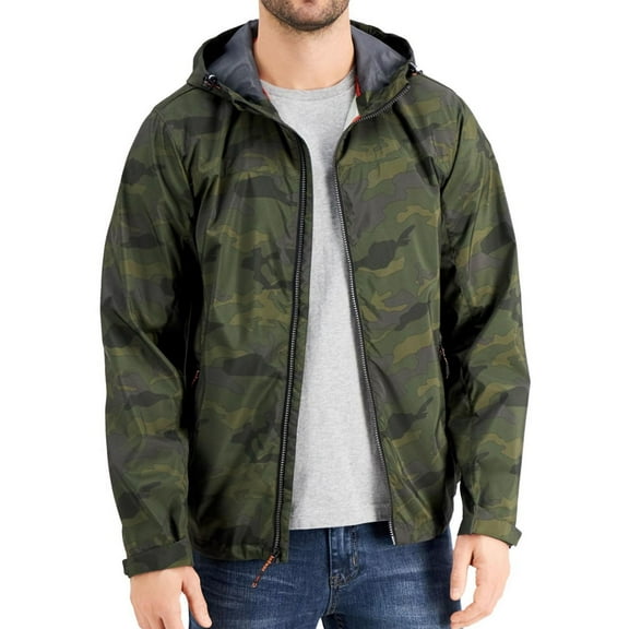 Hawke & Co. Mens Stretch Raincoat, Green, Medium