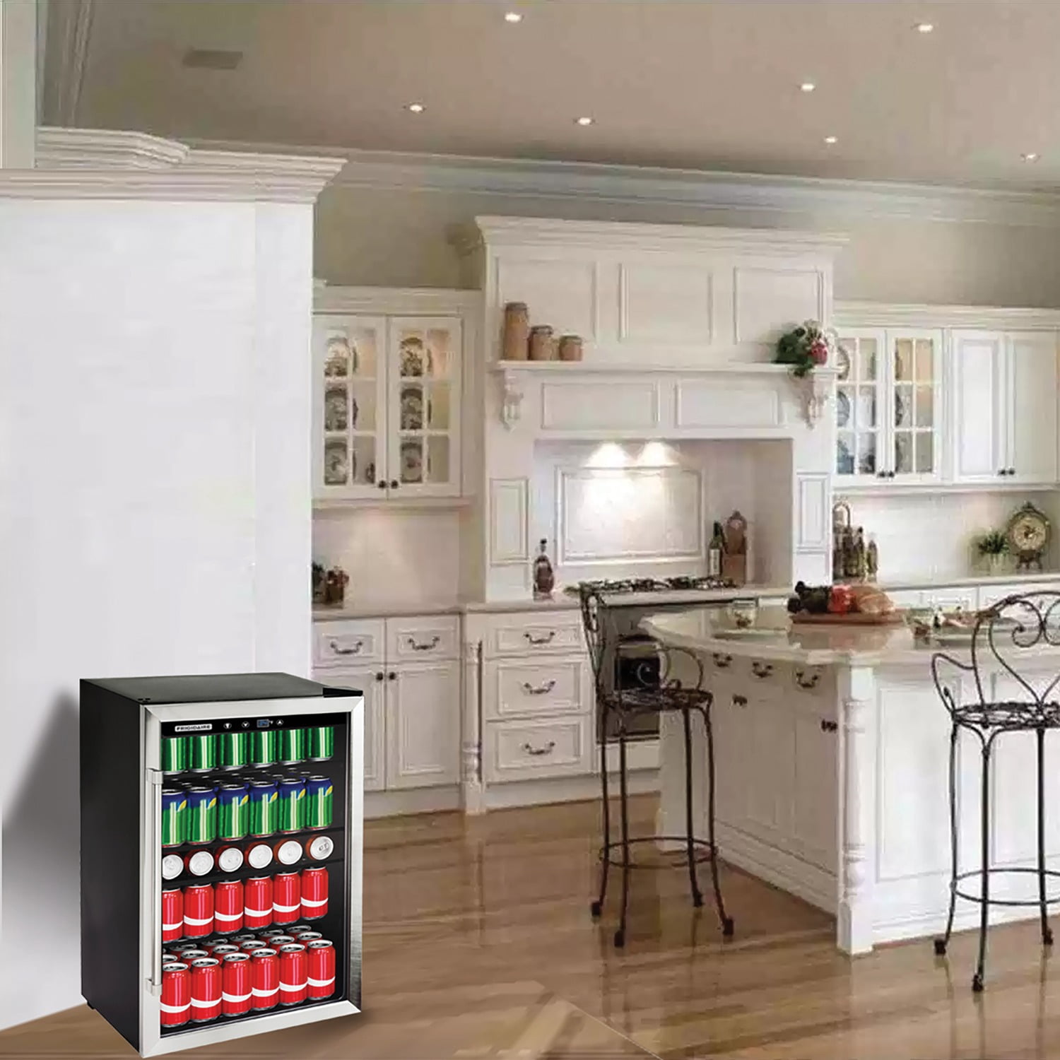 Frigidaire 4.4-Cu-Ft. 126-Can Stainless Steel Door Beverage Center Compact Refrigerator, Black & Silver