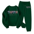 thumbnail image 1 of Trapstar Chandails Molletonnés à Col Rond pour Femmes Ensembles Manches Longues Graphiques Chandails Molletonnés pour Femmes Amples Trapstar Style de Rue Hip-hop Chandails Molletonnés à Enfiler+pantalon de Survêtement Ensemble pour Femmes de 2 Vêtements Classiques pour Femmes (Vert Foncé, S), 1 of 3