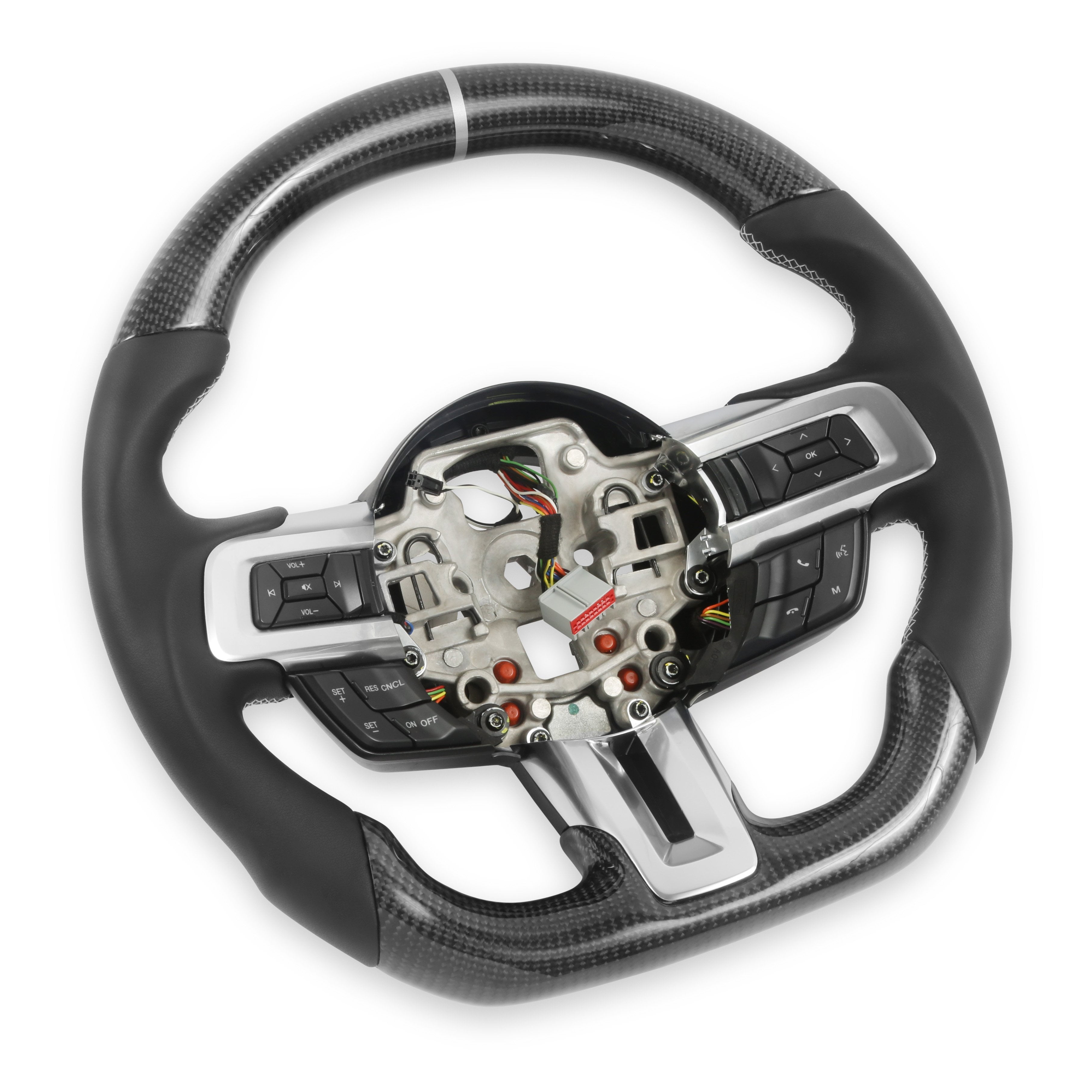 Drake Muscle Cars MU950-11 Steering Wheel - Carbon Fiber with Leather Grips - Heated