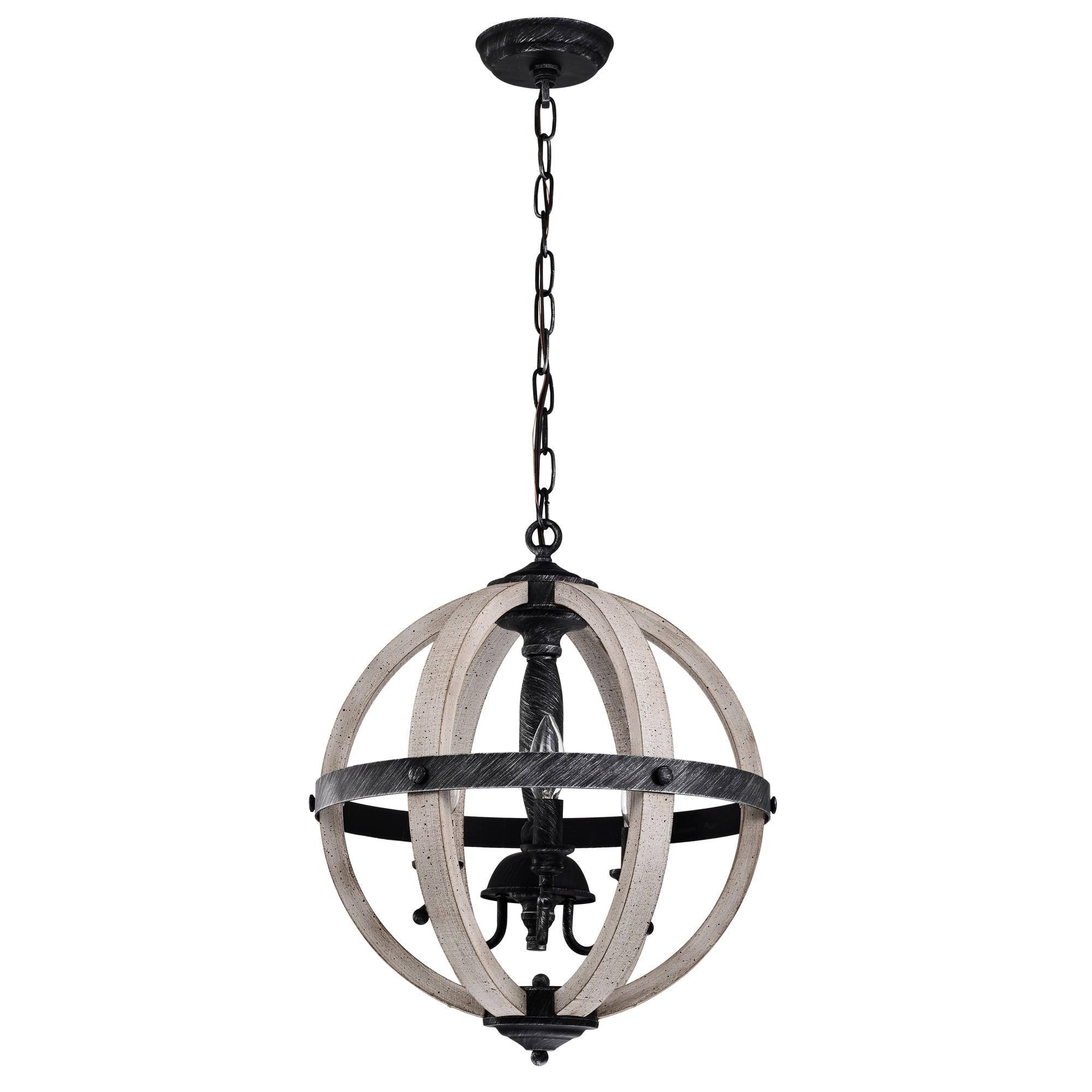 Davi 16 in. 3-Light Indoor Weathered Black and Weathered White Finish Chandelier with Light Kit