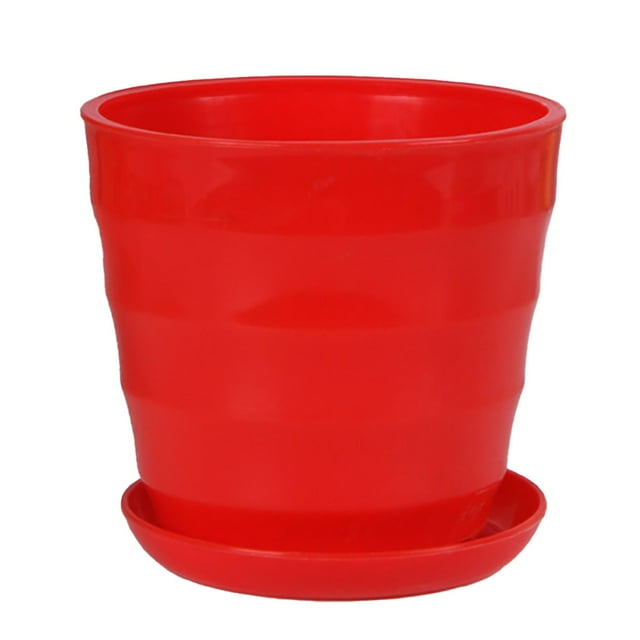 Flowerpots with Dish Ceramic, Pot Flowerpot Colourful Succulent Decor Plastic Flower & Garden, Flower Pots