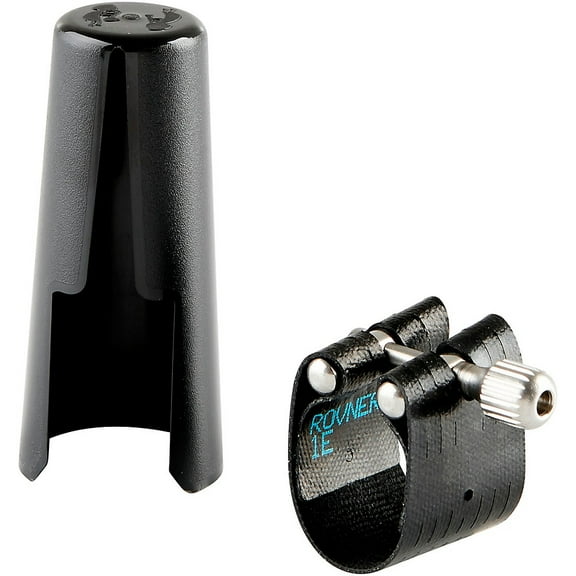 Rovner 1E Dark Ligature with Cap for Bb German String/Eb Clarinet, Nickel Fittings