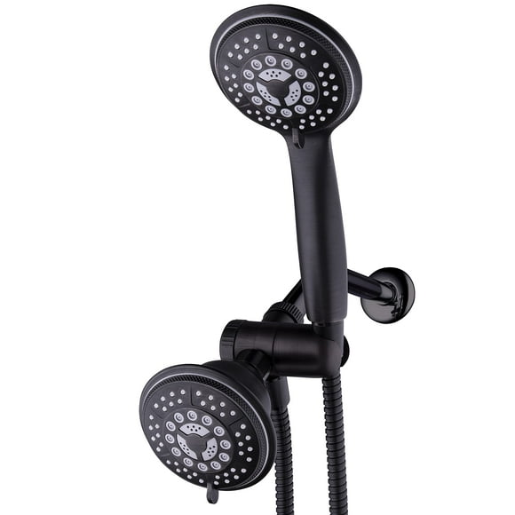 Hydroluxe 1753 Handheld Showerhead & Rain Shower Combo. High Pressure 24 Function 4" Face Dual 2 in 1 Shower Head System with Stainless Steel Hose, Patented 3-way Water Diverter in Oil-Rubbed Bronze