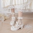 thumbnail image 5 of SACFOF Women's Kawaii Shoes Cross Strap Pumps Cute Ankle Strap Mary Jane Shoes Wedding Lace Mid Chunky Heel Pumps, 5 of 6