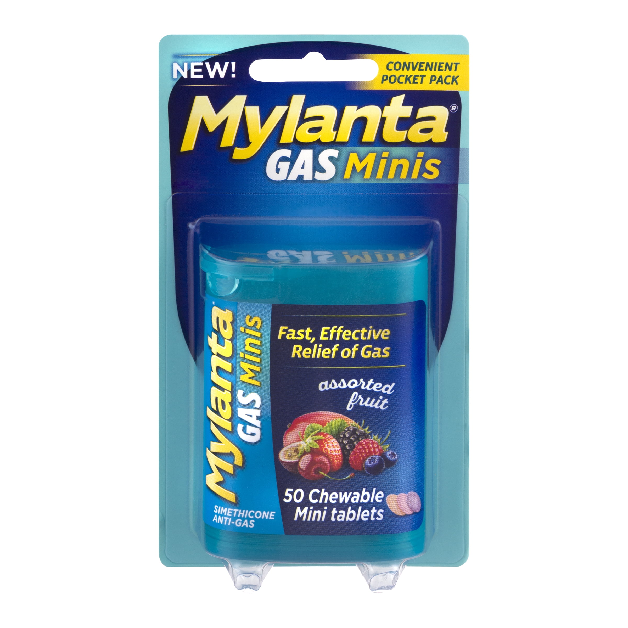 Mylanta Gas Relief Chewable Mini Tablets, Assorted Fruit, 50 Count