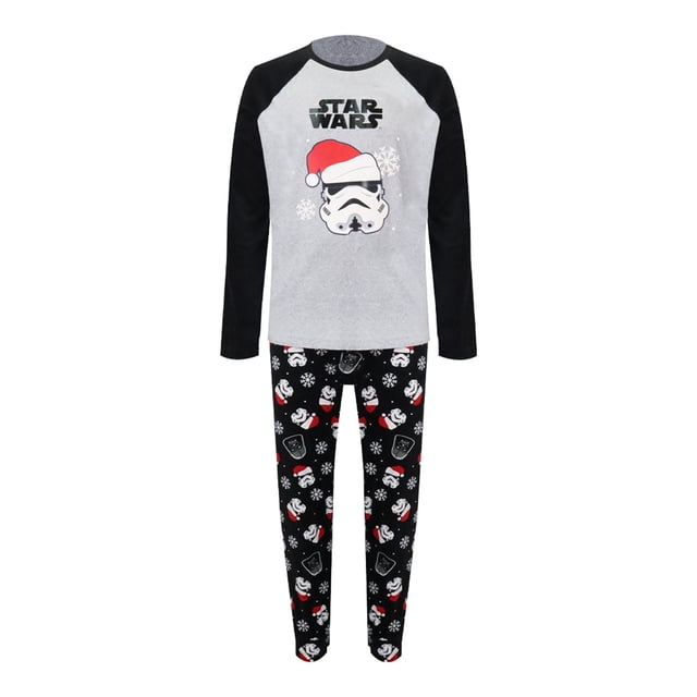 Pijama Star Wars para Hombre, Manga Larga Negro Talla G, 2 Piezas