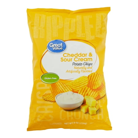 Great value, potato chips, cheddar & sour cream