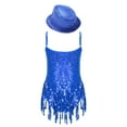 thumbnail image 2 of Miutii Kids Girls Sparkle Sleeveless Latin Jazz Salsa Dance Dress with Hat Ballroom Performance Competition Royal Blue 14, 2 of 7