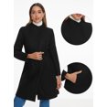 thumbnail image 2 of DARING DIVA Women's Stand Collar Long Sleeve Winter Trench Coat L Black, 2 of 6