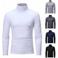 thumbnail image 5 of Men's Turtleneck Top Slim Fit Solid Base Sweater Casual Long Sleeve Underwear Tops Male Cozy Breathable Blouse T-Shirt Grey XL, 5 of 5
