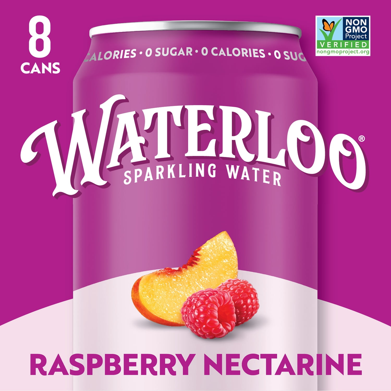 (3 pack) Waterloo Sparkling Water, Raspberry Nectarine, 12 fl oz, 8 pack cans
