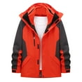 thumbnail image 2 of Orange Men's and Big Men's Jacket Waterproof Zip Up Hooded Rain Jacket Fall Winter Windbreaker Color Block Men's Coat, 2 of 3