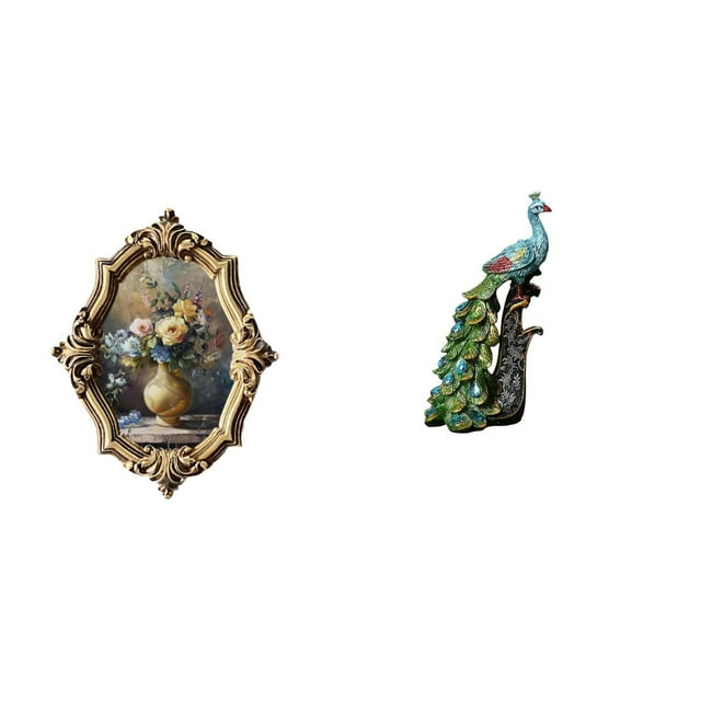 Marco De Fotos De Resina Vintage Y Elegante Colección De Arte De Escultura De Pavo Real Para Oficina, Dormitorio, Galería, Sala De Estar, Estantería, Decoración Del Hogar.
