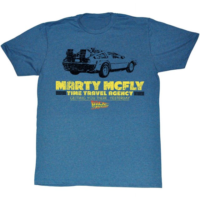 Back To The Future Time In A Car Indigo Heather Adult T-Shirt