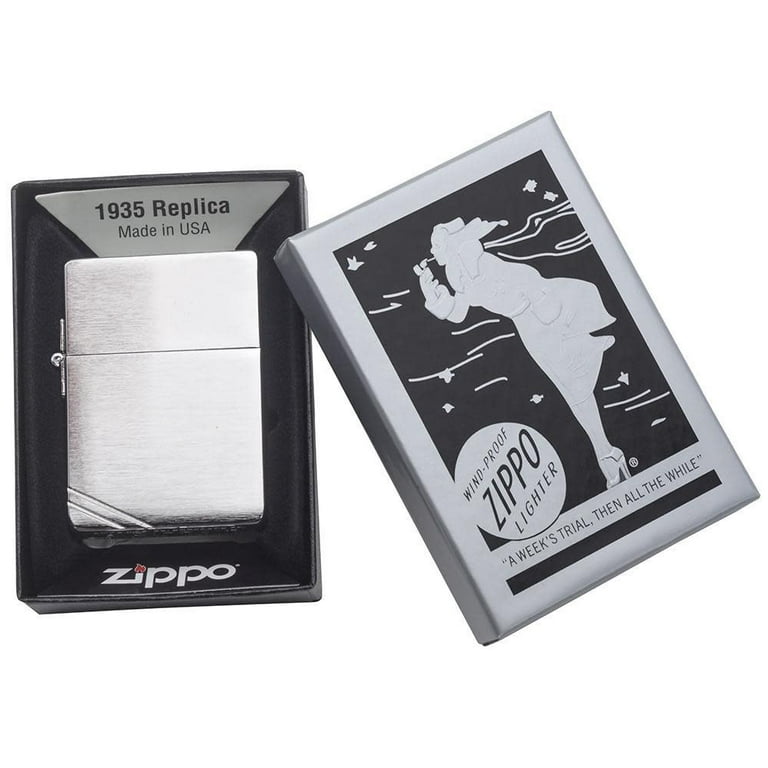 Zippo 1935 Replica Brushed Chrome without Slashes Pocket Lighter