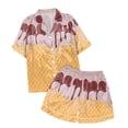thumbnail image 3 of Hiiyo Girls Pajamas Ice-Cream Print Short Sleeve Button Shirt Shorts Sleepwear Set, 3 of 3