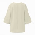 thumbnail image 6 of Towmus 3/4 Length Sleeve Womens Tops 2025 Fall Crewneck Going Out Blouse Cotton Linen Casual Three Quarter Sleeve Shirts, 6 of 6