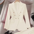 thumbnail image 7 of Women's Casual Blazer Jacket Womens Casual Blazer Open Front Long Sleeve Turndown Collar Solid Button Work Office Blazer Tops Beige Xl, 7 of 7