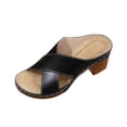 thumbnail image 5 of HomeDM Womens Chunky Heels Sandals Strappy Open Toe Slip On Slides Mules Comfortable Block Heels Sandals, Black Size 5.5, 5 of 6