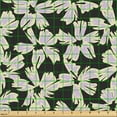 thumbnail image 2 of Ambesonne Tropical Fabric by the Yard Upholstery, Abstract Flowers Dark Back, 5 Yards, Dark Grey and Pastel Purple, 2 of 5