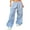 Light Blue, variant on SUNSIOM Women Parachute Pants Loose Cargo Casual Elastic Waist Wide Leg Joggers Trousers with Pockets for Streetwear