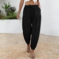 thumbnail image 6 of Ahabrexf Elastic Waist Pants for Women Olive Green Jogger Pants with Pockets and Drawstring Full Length, 6 of 6