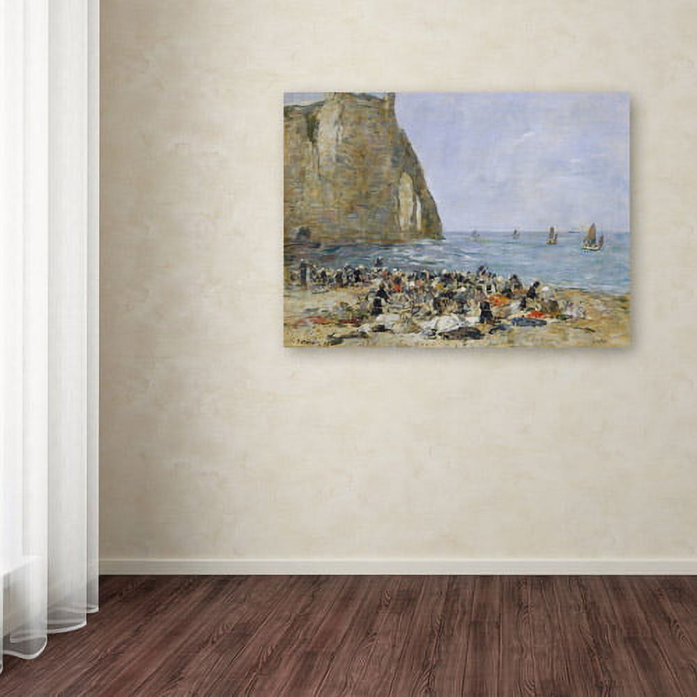 Trademark Fine Art "Washerwomen on the Beach" Canvas Art by Eugene Boudin