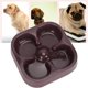 thumbnail image 5 of Cuenco de alimentación antiestrangulamiento de plástico con forma de trébol de cuatro hojas, alimentador de alimentación lenta para perros y gatos (café), 5 of 5
